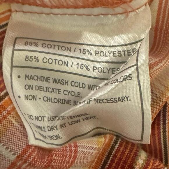 Ariat Shirt Men's orange Shirt Long Sleeve plaid Cowboy Rodeo Medium button down - Picture 4 of 6